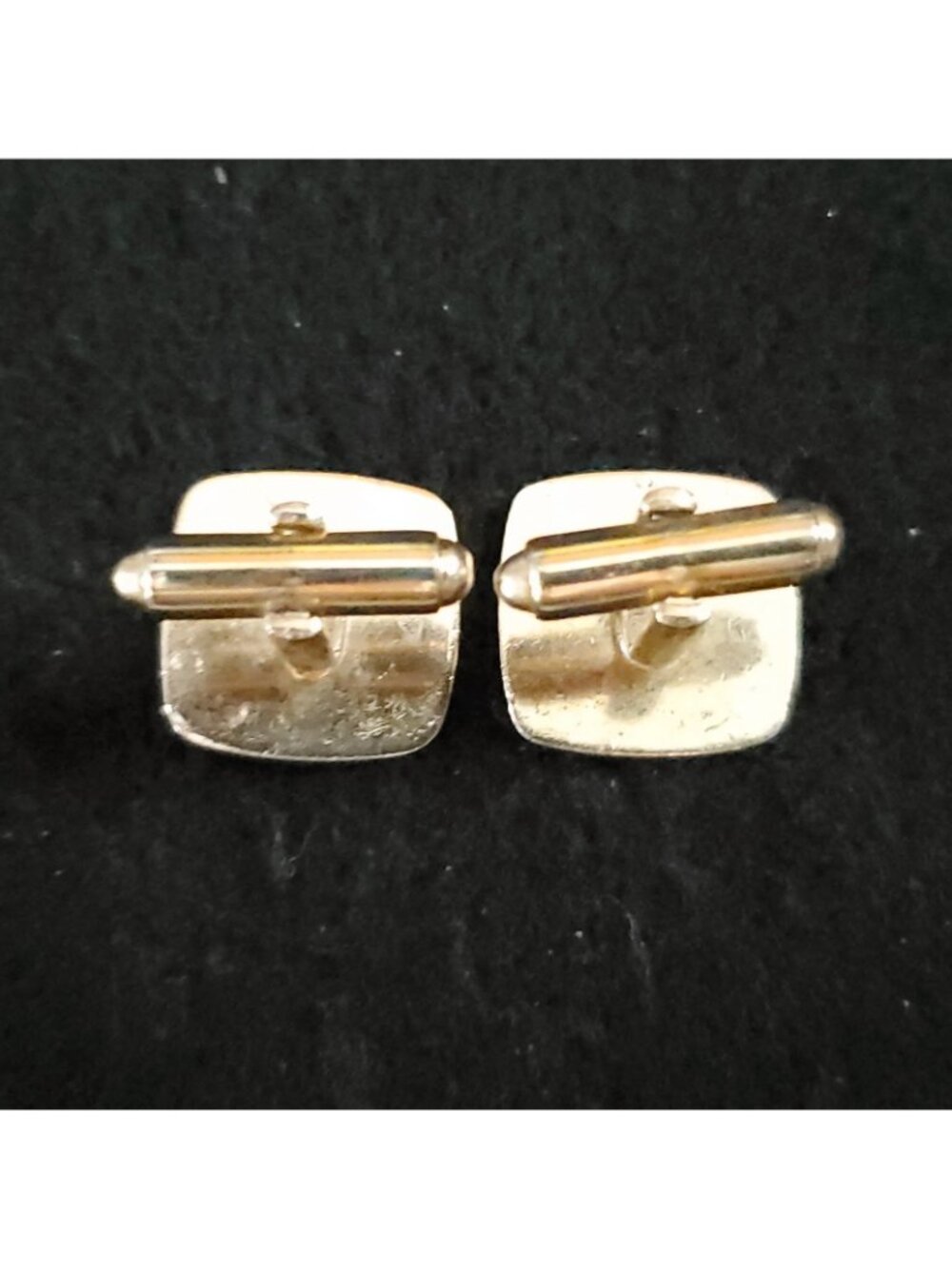 Vintage Initial Letter J Cufflinks Monogram Gold Tone Black Enamel 5/8" - Picture 3 of 6